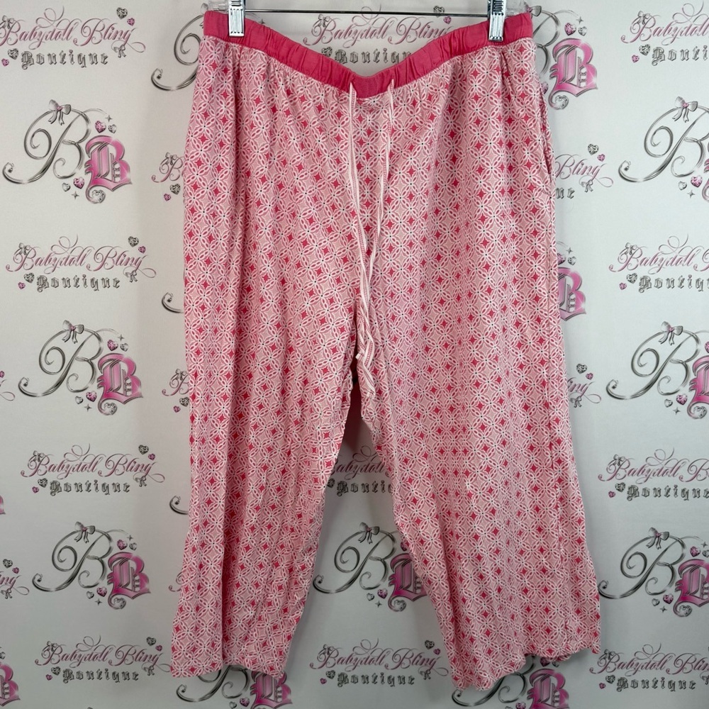 Nautica pants capri geometric pattern light Pink Patterned Sleep Pants